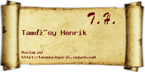 Tamásy Henrik névjegykártya
